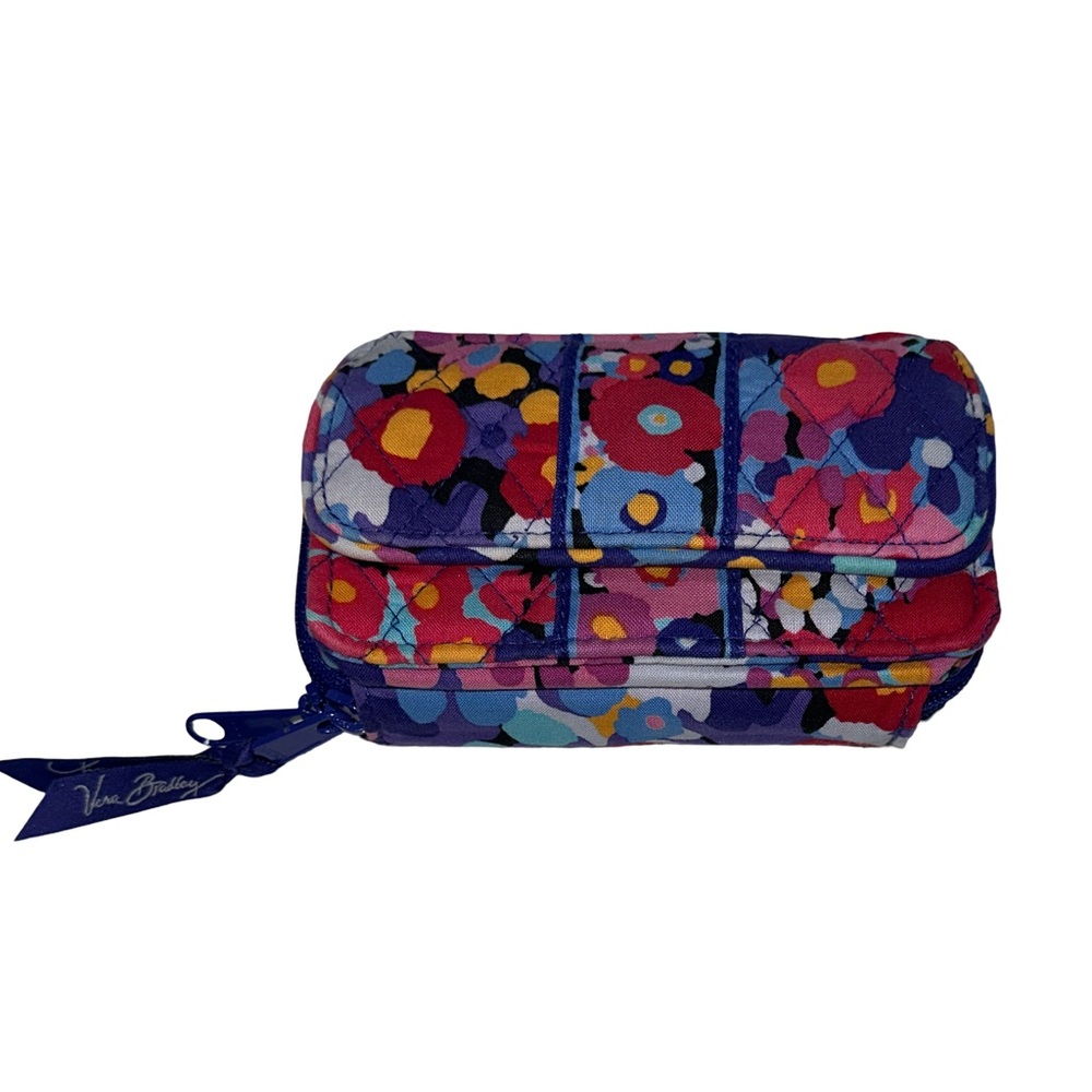 Vera Bradley Colorful Floral Quilted Wallet – Compact Zip Around - Picture 1 of 9